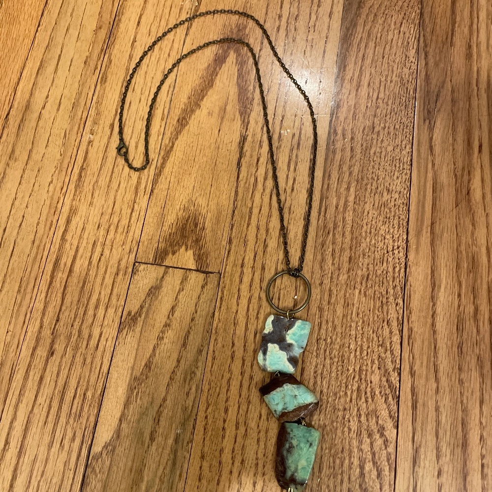 Vintage brass stone necklace